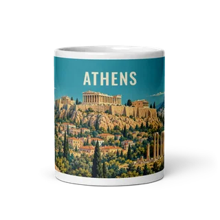 Athens travel artwork on a ceramic mug, 11 oz