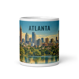 Atlanta travel artwork on a ceramic mug, 11 oz
