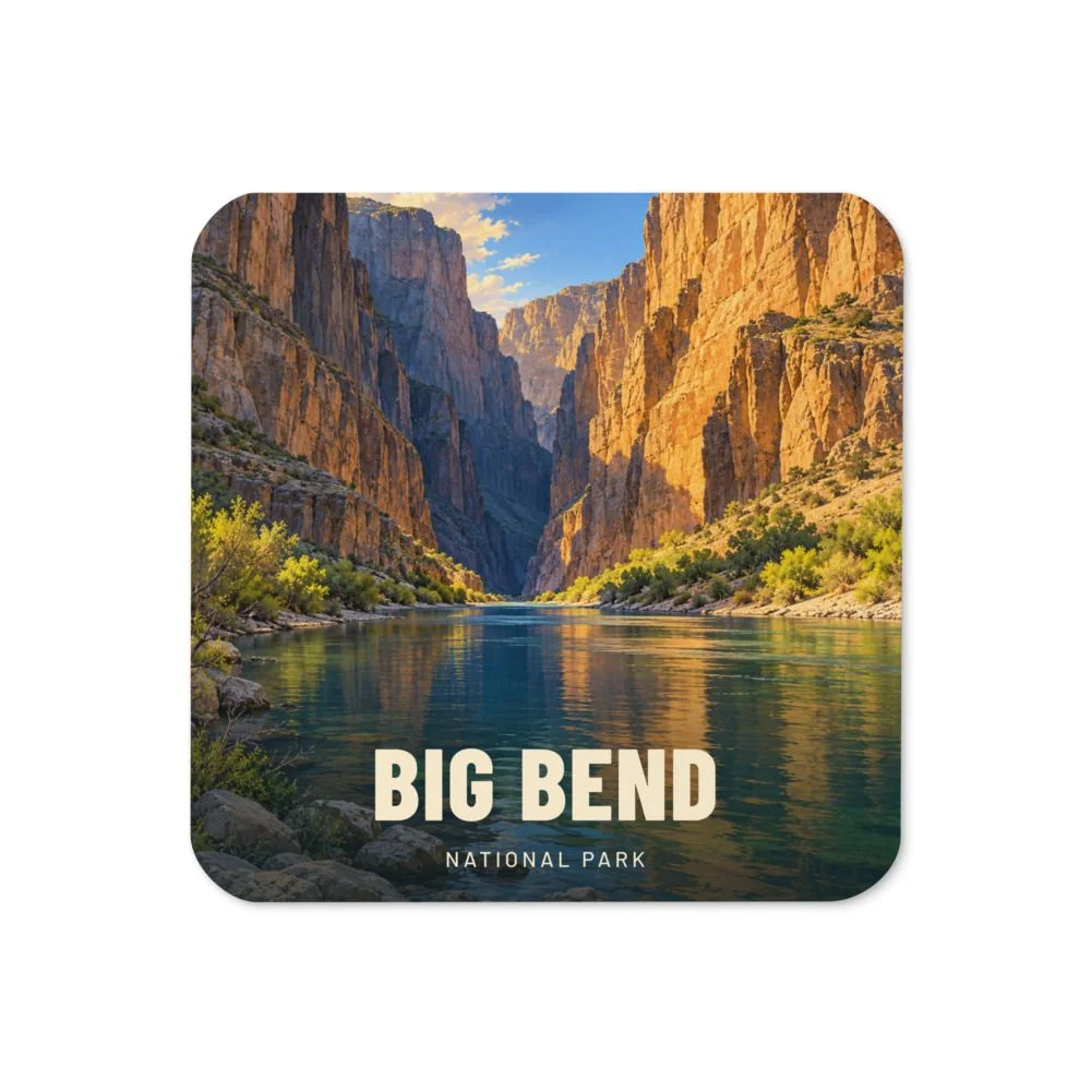 Big Bend travel artwork on a coaster