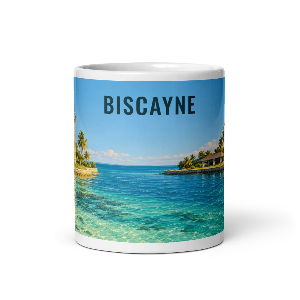 Biscayne travel artwork on a ceramic mug, 11 oz