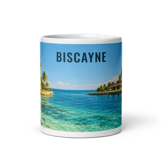 Biscayne travel artwork on a ceramic mug, 11 oz