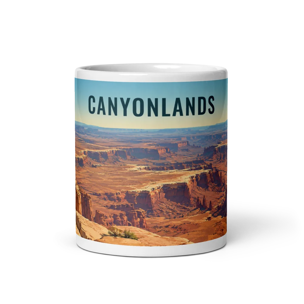 Canyonlands travel artwork on a ceramic mug, 11 oz