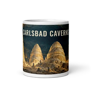 Carlsbad Caverns travel artwork on a ceramic mug, 11 oz