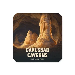 Carlsbad Caverns travel artwork on a coaster