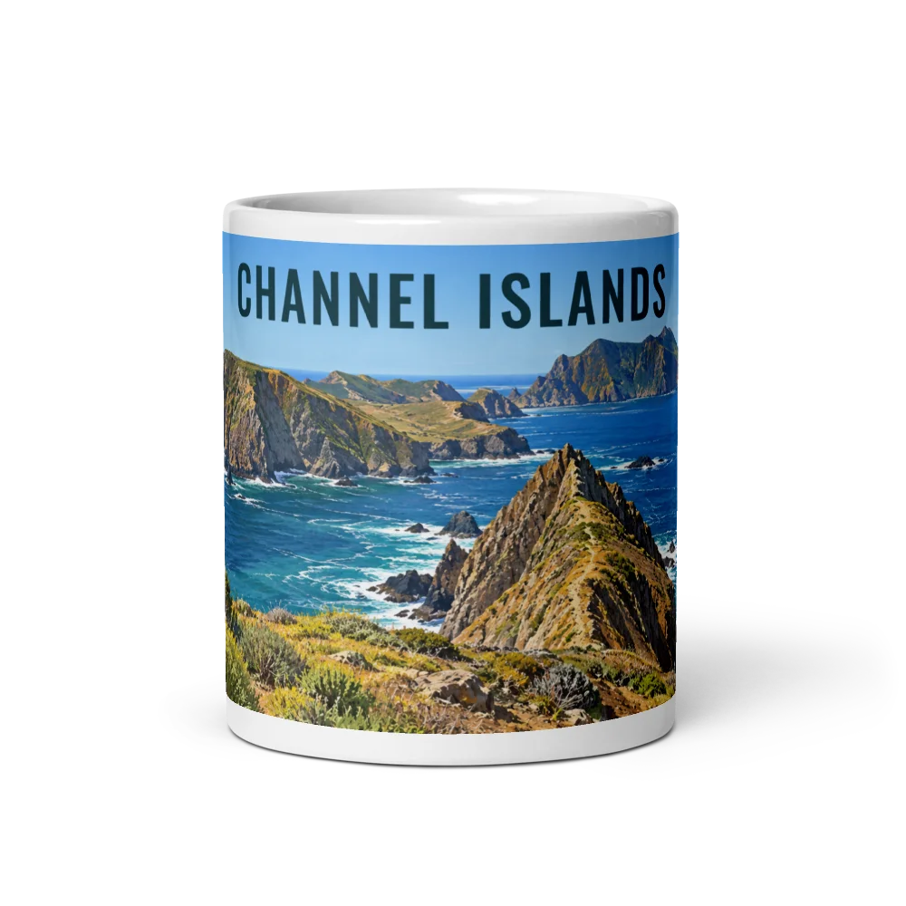 Channel Islands travel artwork on a ceramic mug, 11 oz
