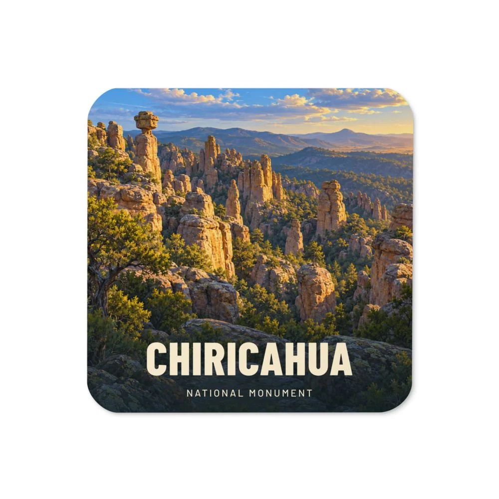 Chiricahua travel artwork on a coaster