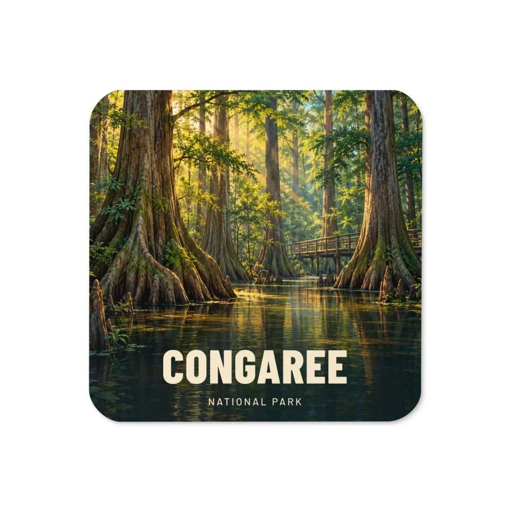 Congaree travel artwork on a coaster