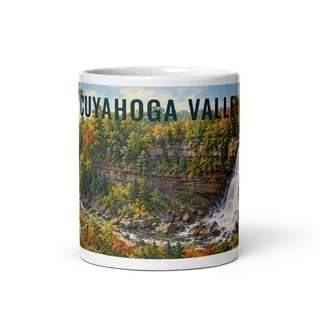 Cuyahoga Valley travel artwork on a ceramic mug, 11 oz