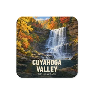 Cuyahoga Valley travel artwork on a coaster