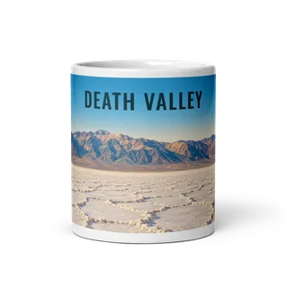 Death Valley travel artwork on a ceramic mug, 11 oz
