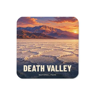 Death Valley travel artwork on a coaster
