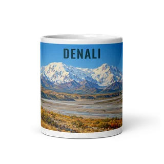 Denali travel artwork on a ceramic mug, 11 oz