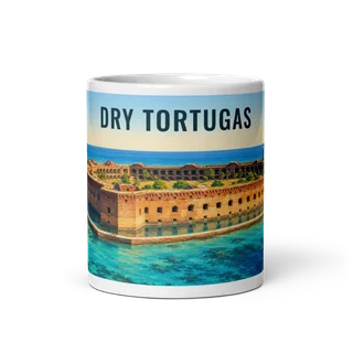 Dry Tortugas travel artwork on a ceramic mug, 11 oz
