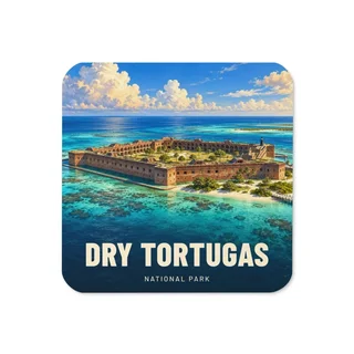Dry Tortugas travel artwork on a coaster
