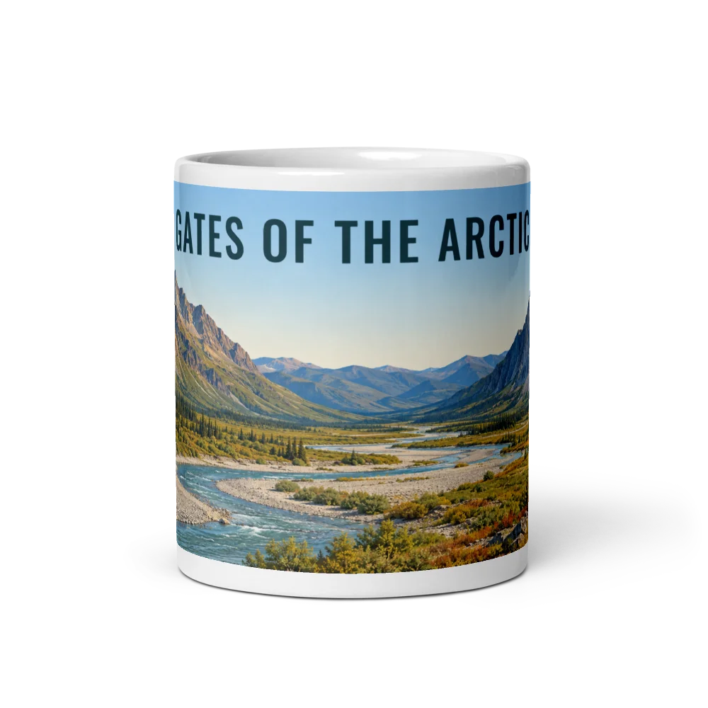 Gates of the Arctic travel artwork on a ceramic mug, 11 oz
