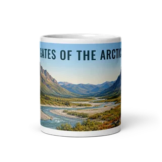 Gates of the Arctic travel artwork on a ceramic mug, 11 oz