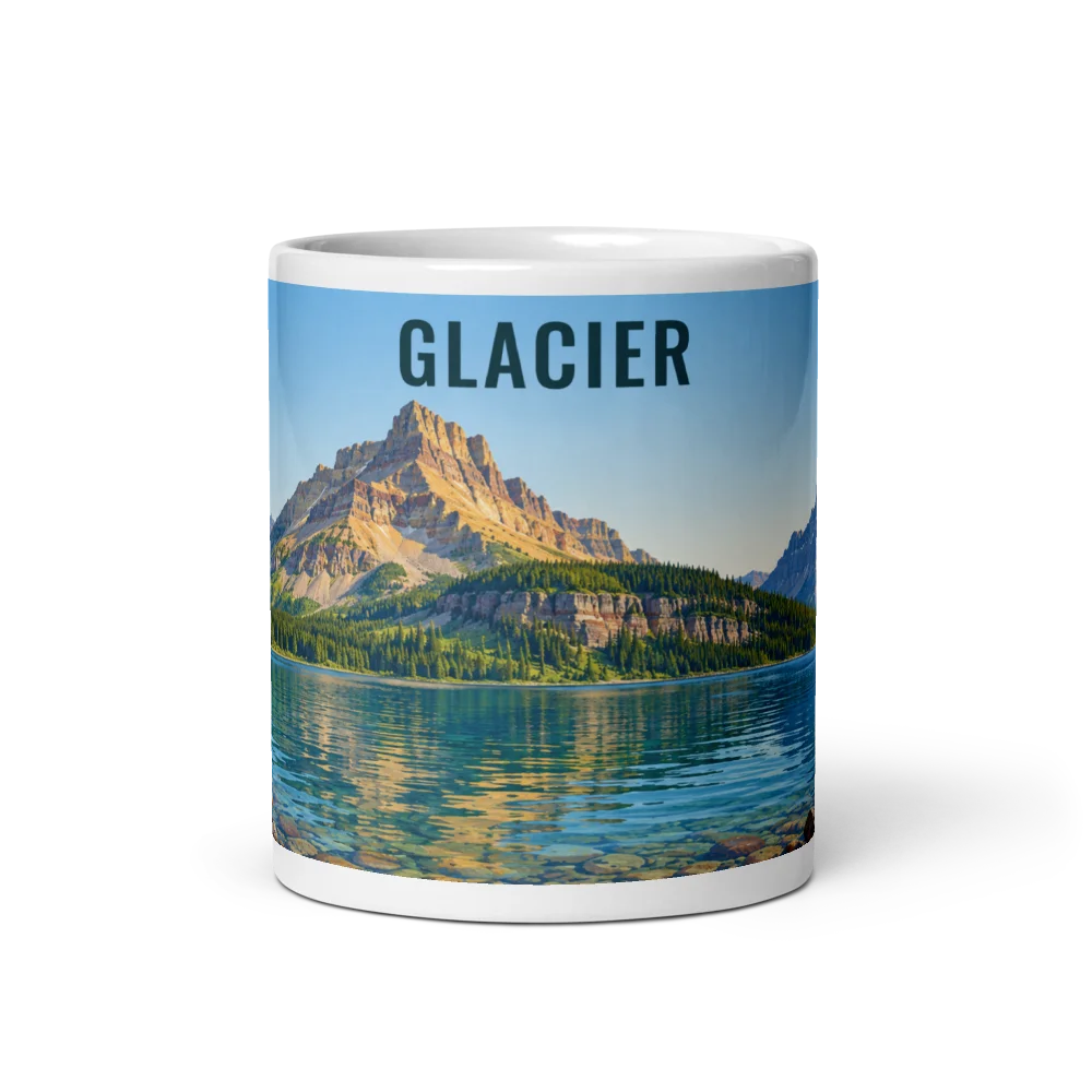 Glacier travel artwork on a ceramic mug, 11 oz