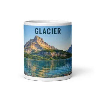 Glacier travel artwork on a ceramic mug, 11 oz