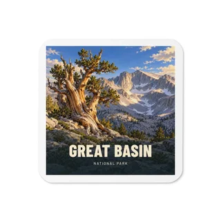 Great Basin travel artwork on a coaster