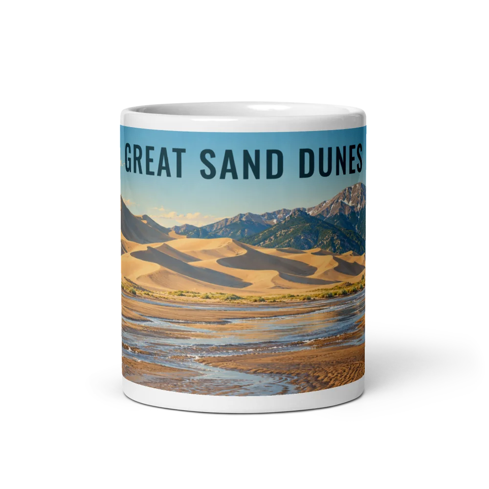 Great Sand Dunes travel artwork on a ceramic mug, 11 oz