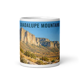 Guadalupe Mountains travel artwork on a ceramic mug, 11 oz