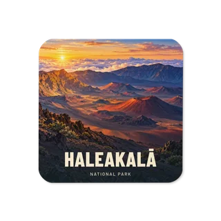 Haleakalā travel artwork on a coaster