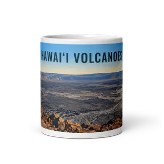 Hawaiʻi Volcanoes travel artwork on a ceramic mug, 11 oz