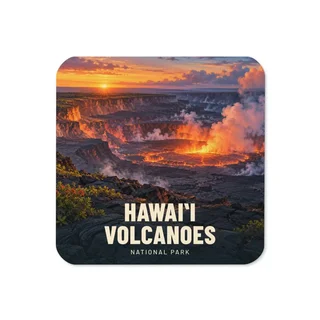 Hawaiʻi Volcanoes travel artwork on a coaster