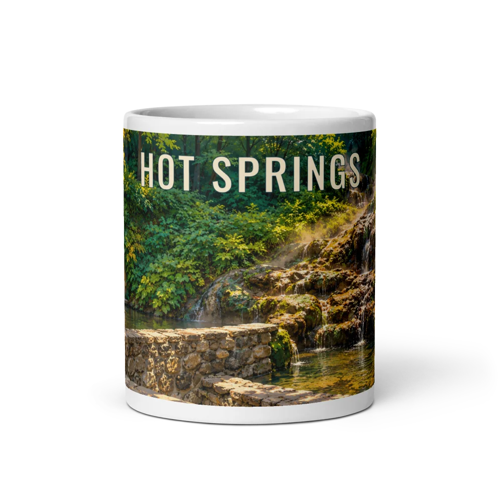 Hot Springs travel artwork on a ceramic mug, 11 oz