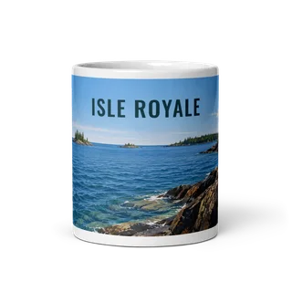 Isle Royale travel artwork on a ceramic mug, 11 oz