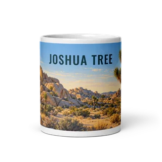 Joshua Tree travel artwork on a ceramic mug, 11 oz