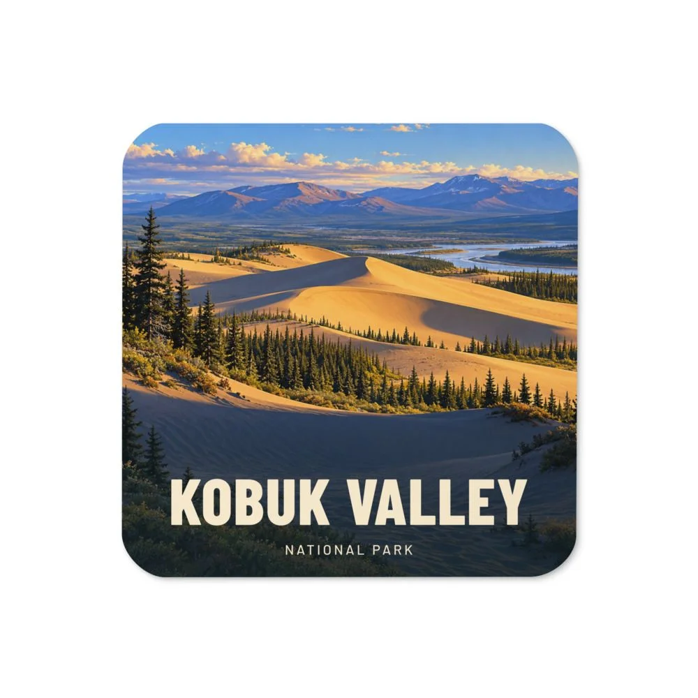 Kobuk Valley travel artwork on a coaster