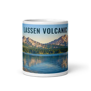 Lassen Volcanic travel artwork on a ceramic mug, 11 oz