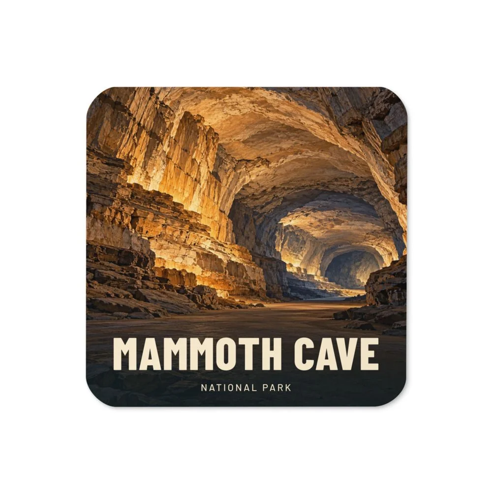 Mammoth Cave travel artwork on a coaster