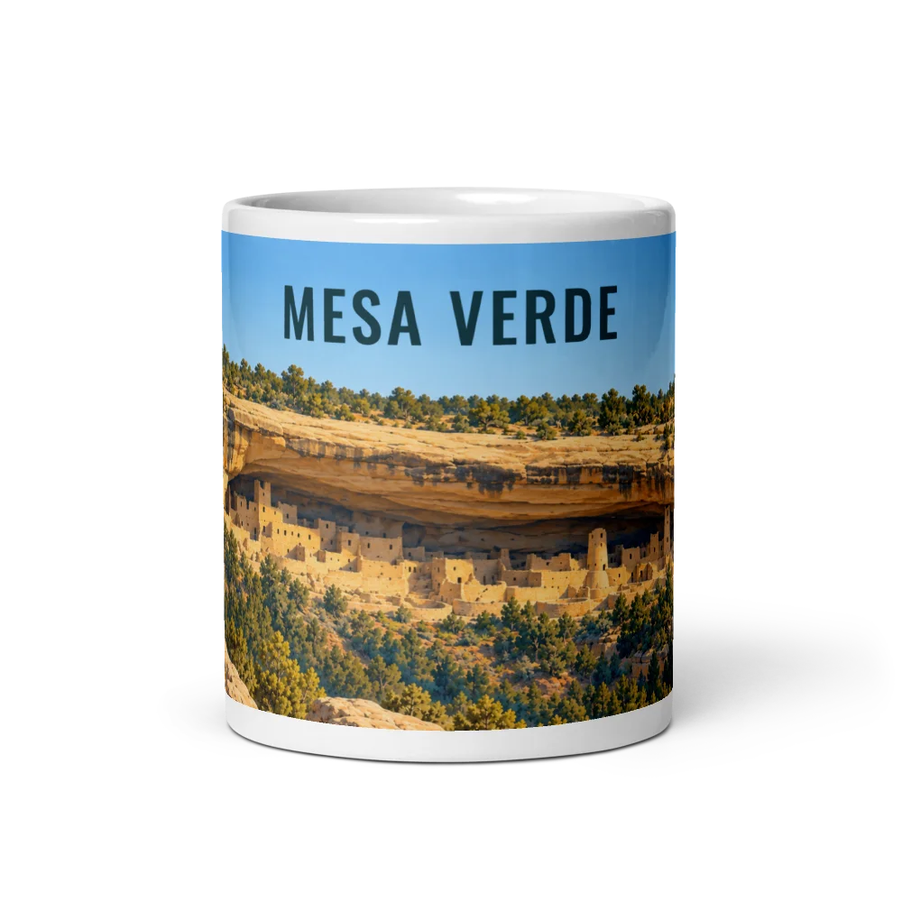 Mesa Verde travel artwork on a ceramic mug, 11 oz