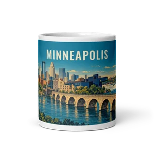Minneapolis travel artwork on a ceramic mug, 11 oz