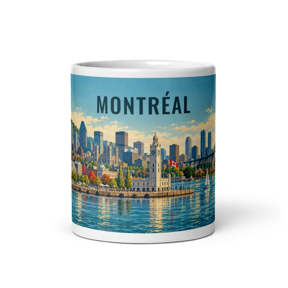 Montréal travel artwork on a ceramic mug, 11 oz