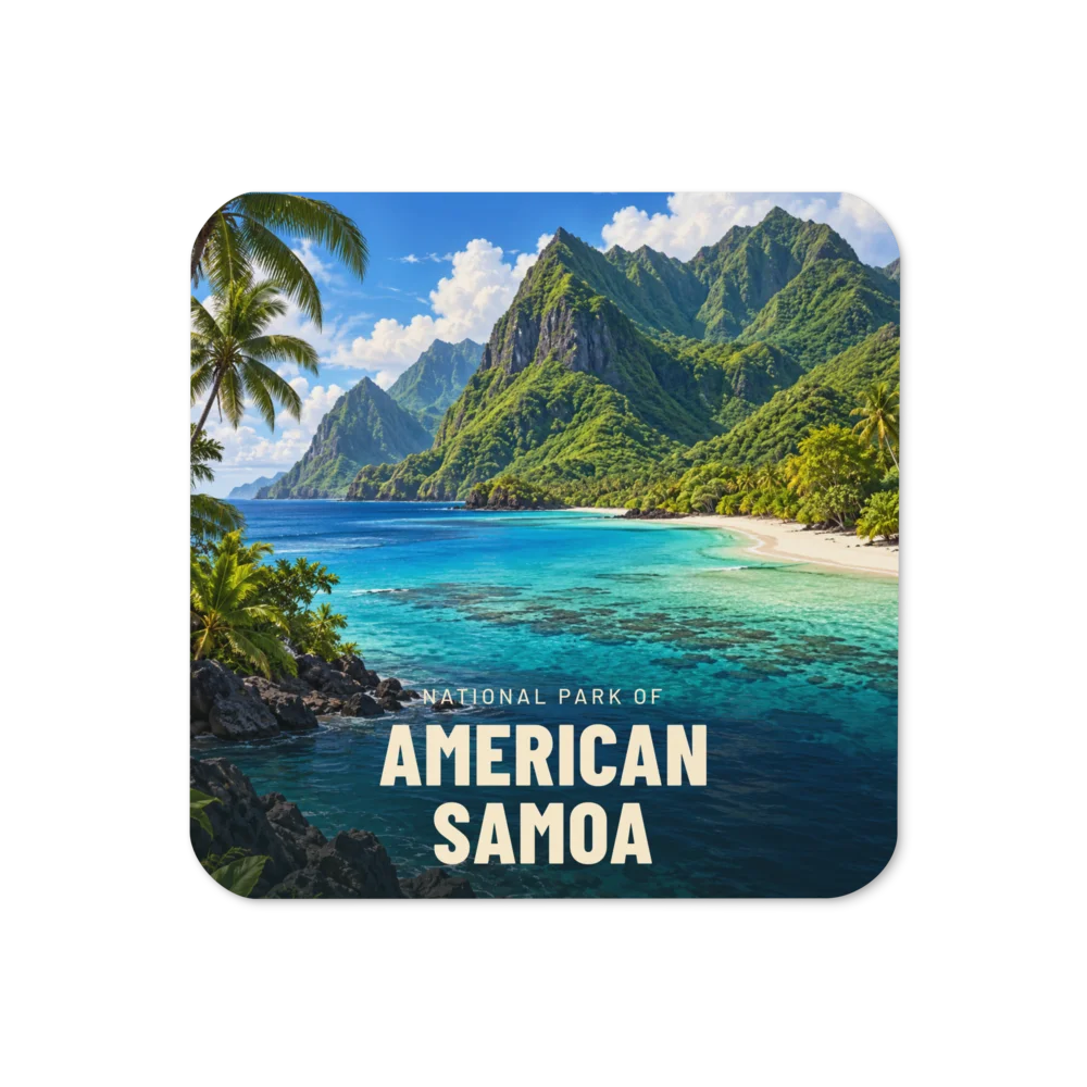 National Park of American Samoa travel artwork on a coaster