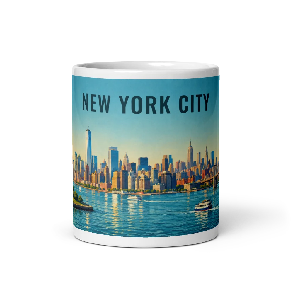 New York City travel artwork on a ceramic mug, 11 oz