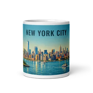 New York City travel artwork on a ceramic mug, 11 oz