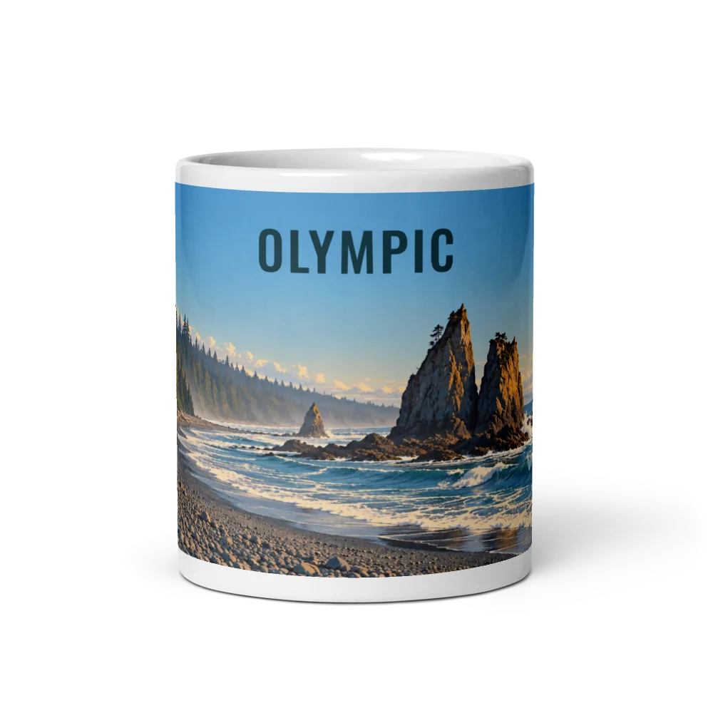 Olympic travel artwork on a ceramic mug, 11 oz