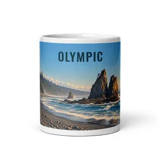 Olympic travel artwork on a ceramic mug, 11 oz