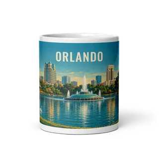 Orlando travel artwork on a ceramic mug, 11 oz