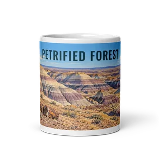 Petrified Forest travel artwork on a ceramic mug, 11 oz
