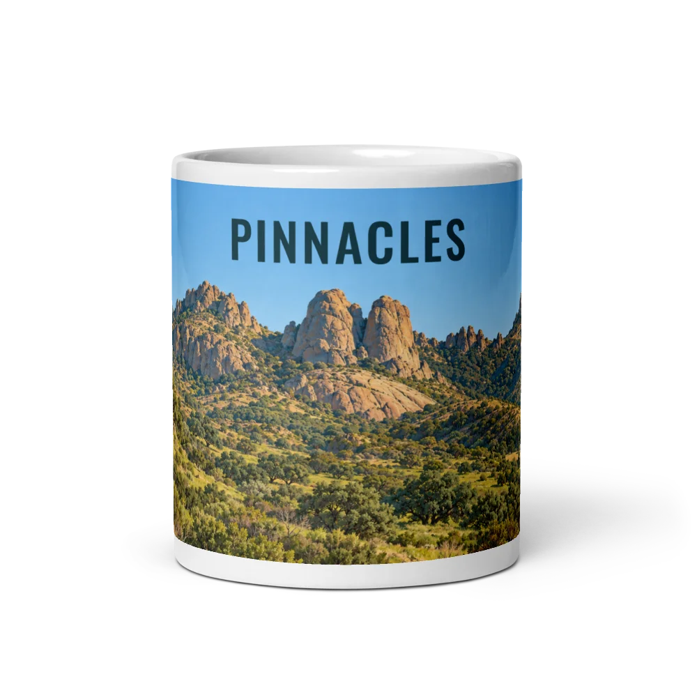 Pinnacles travel artwork on a ceramic mug, 11 oz