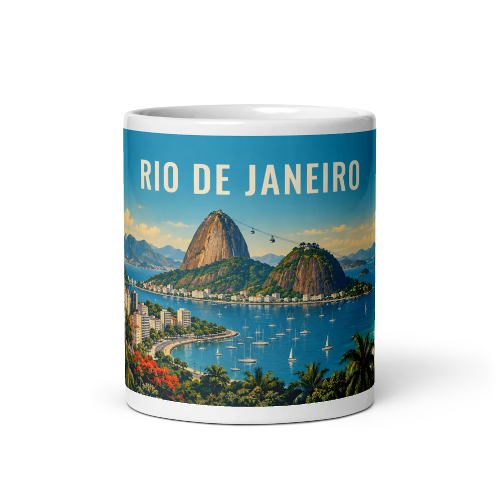 Rio de Janeiro travel artwork on a ceramic mug, 11 oz