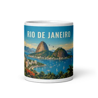 Rio de Janeiro travel artwork on a ceramic mug, 11 oz