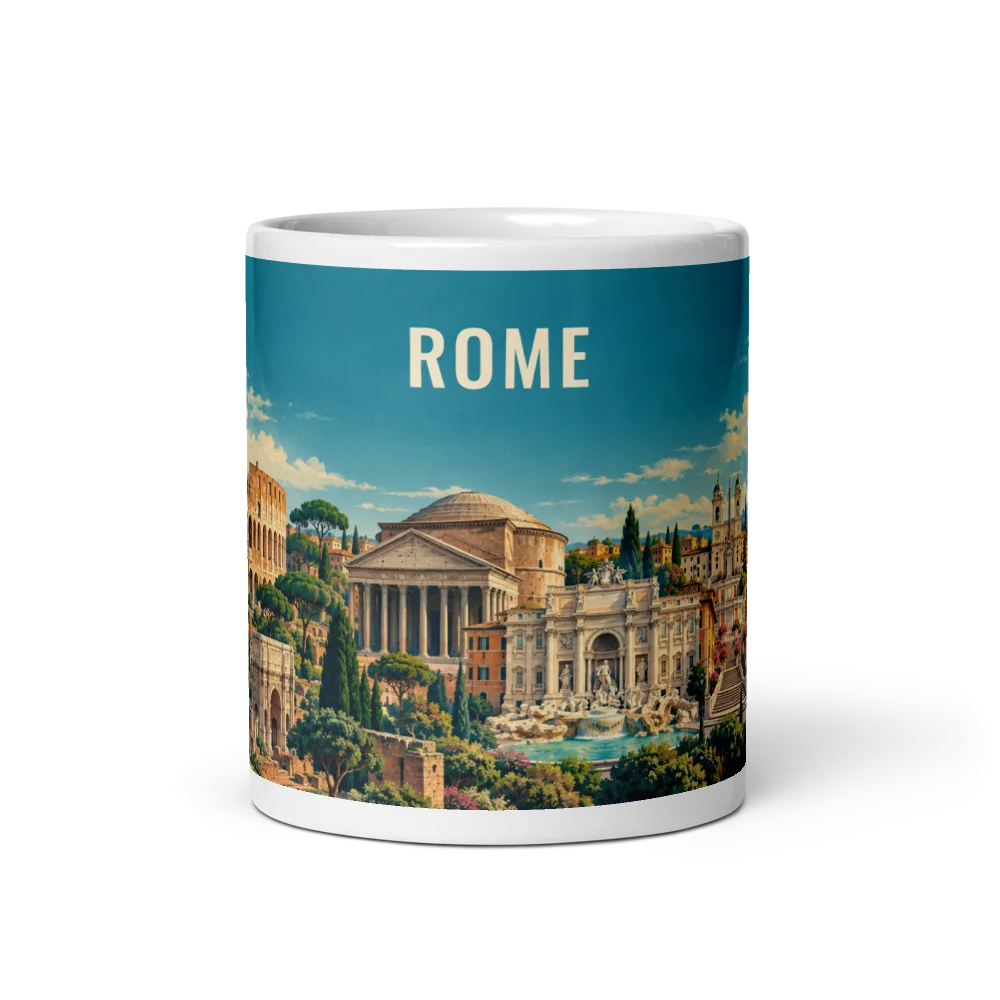 Rome travel artwork on a ceramic mug, 11 oz