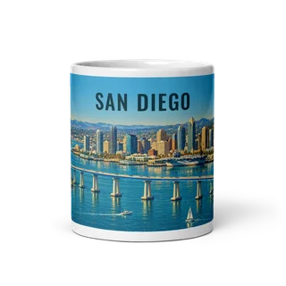 San Diego travel artwork on a ceramic mug, 11 oz