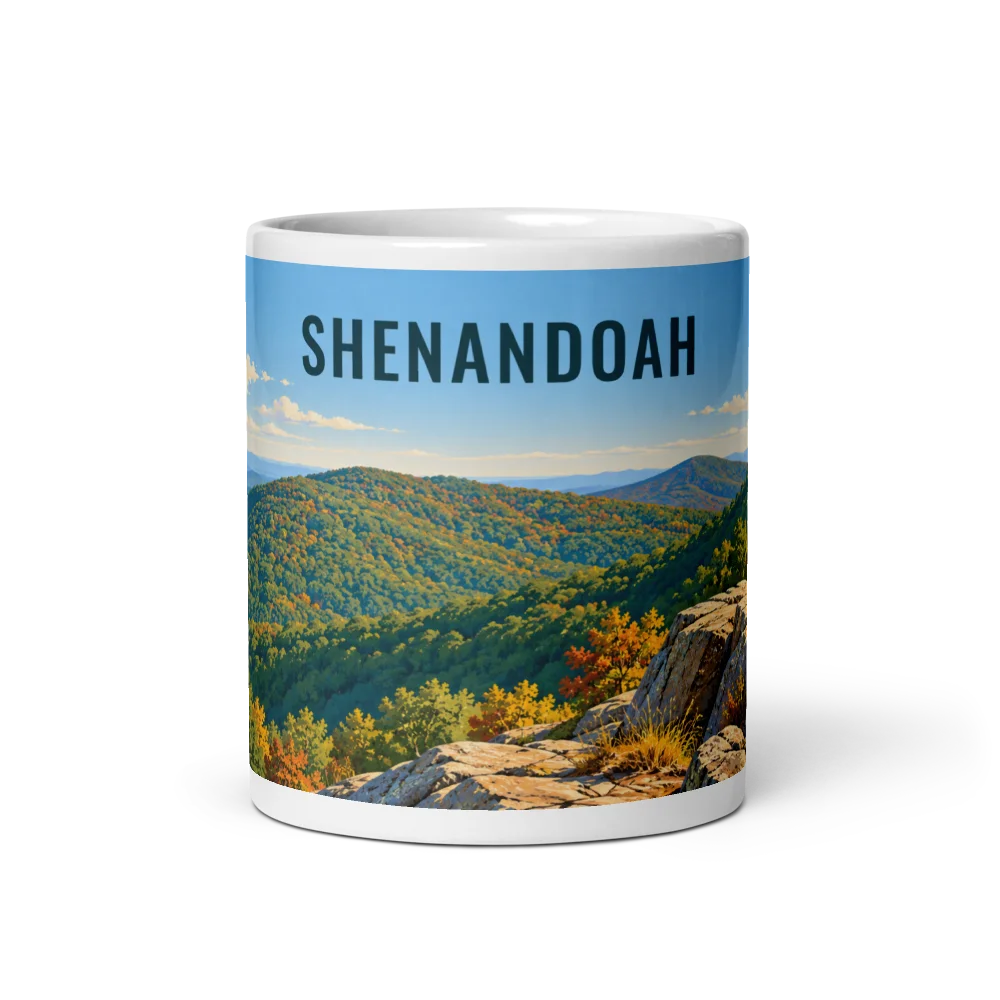 Shenandoah travel artwork on a ceramic mug, 11 oz